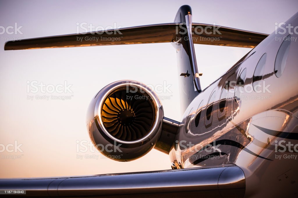 Corporate Jet at sunset